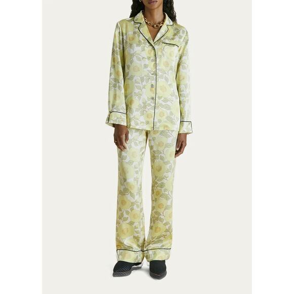 OLIVIA VON HALLE Lila Rafaella Floral Print Silk Satin Pajama Set Small - Picture 1 of 4